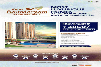 Book king size 3 BHK at Rs. 3850 per sq.ft. at Gaur Saundaryam in Greater Noida